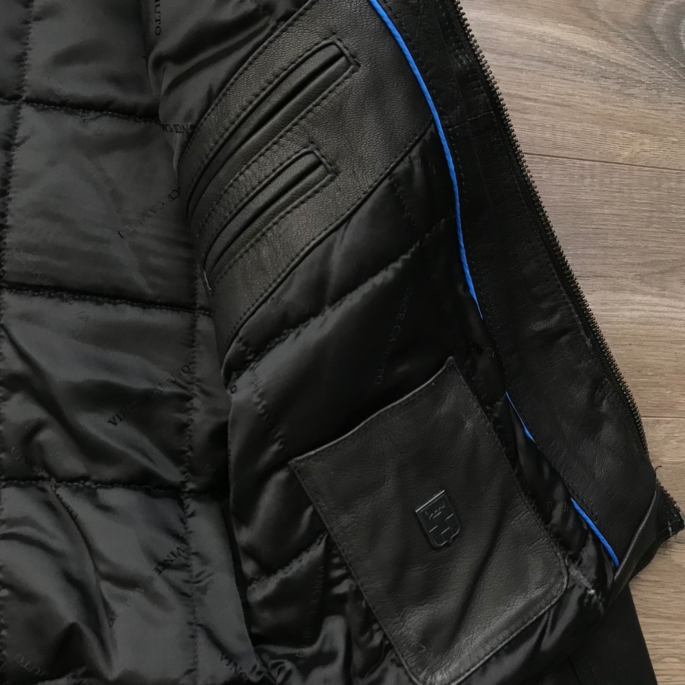 Vince Camuto Black Motorcycle Biker Leather Jacket - Picture 6 of 7